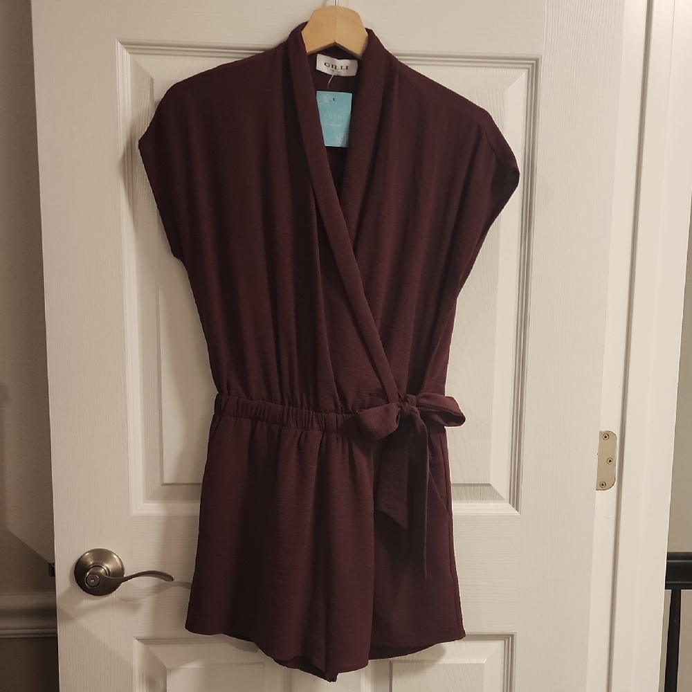 Gilli Burgundy Wrap Romper